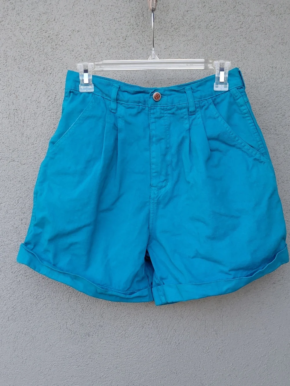 80s Bill Blass Dopamine Teal Blue High-rise Shorts 28